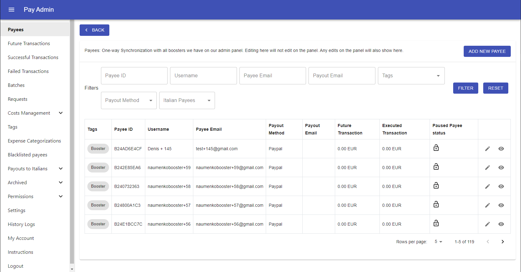 Payout System